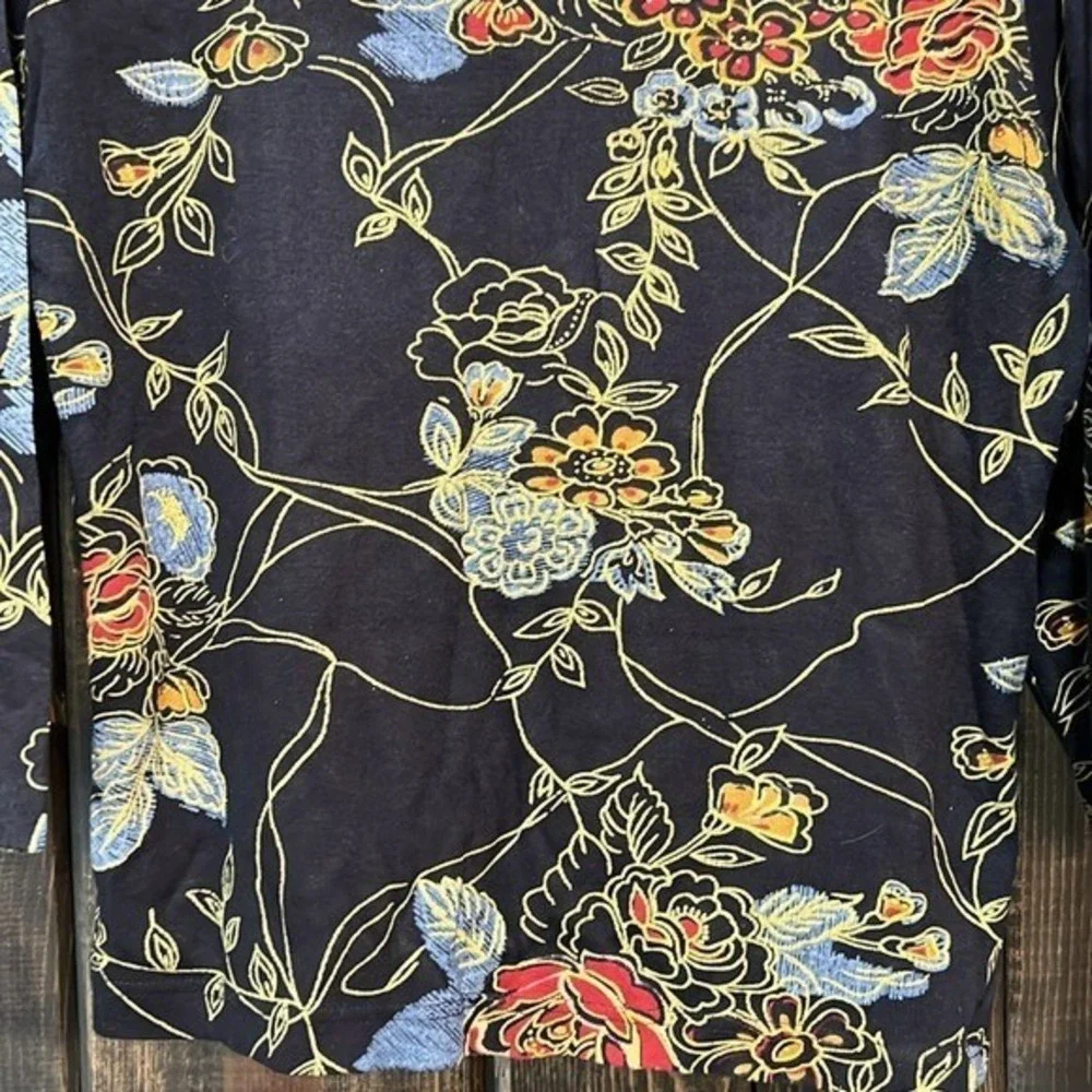 Jane Ashley Black Bird Embroidered Sweater S‎ Artsy Floral Teacher Grandmacore